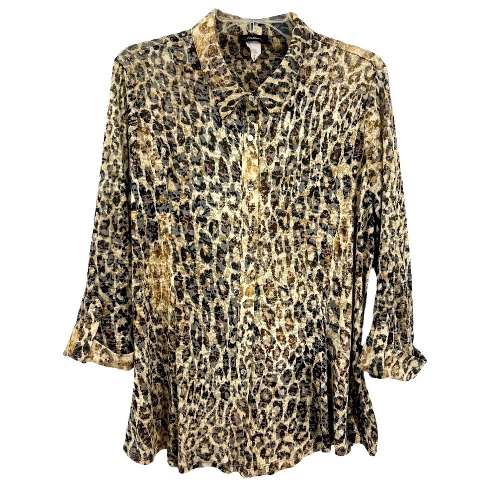 Cocoon animal, print, cheetah roll Tab 3/4 sleeve blouse, size XL